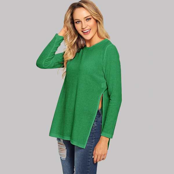

Split Side Rib-knit Top