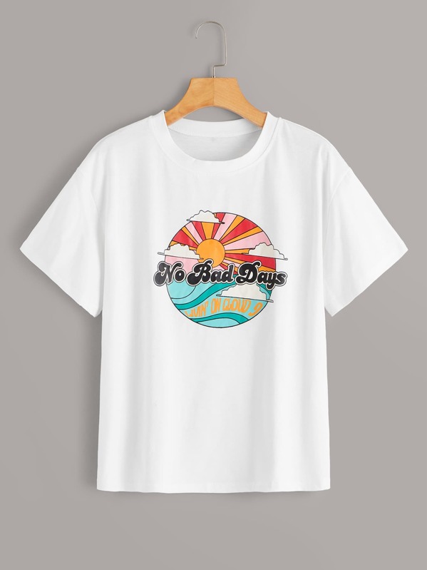 

Sun & Letter Graphic Tee, White