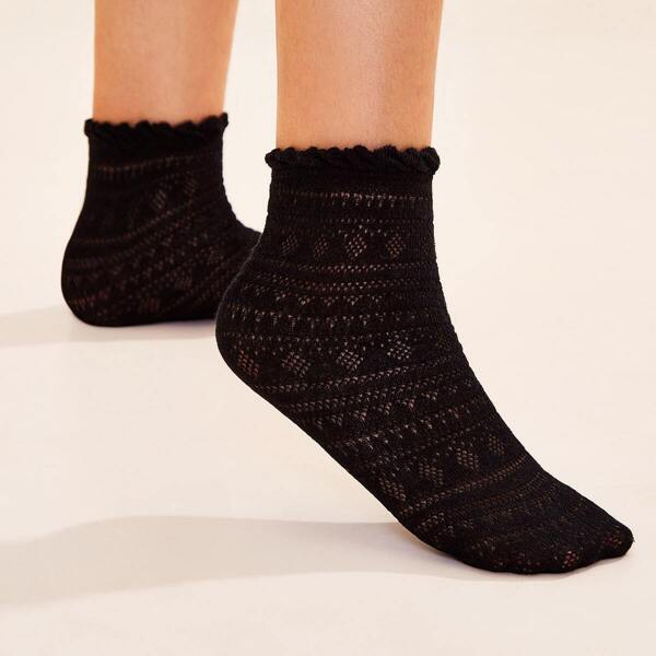 

Contrast Trim Mesh Ankle Socks 1pair