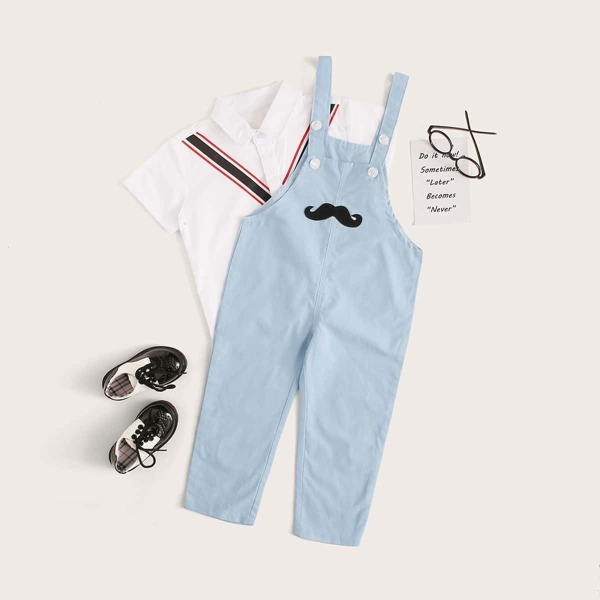 

Toddler Boys Mustache Print Overalls
