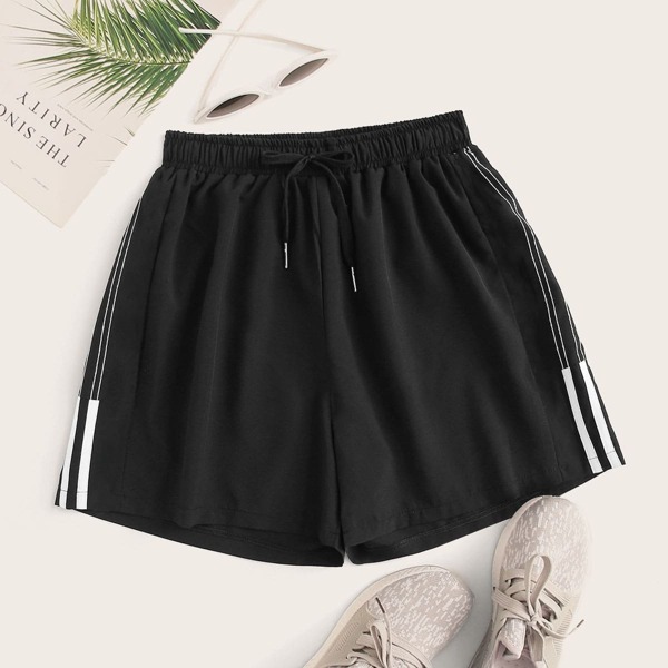 

Drawstring Waist Side Stripe Shorts