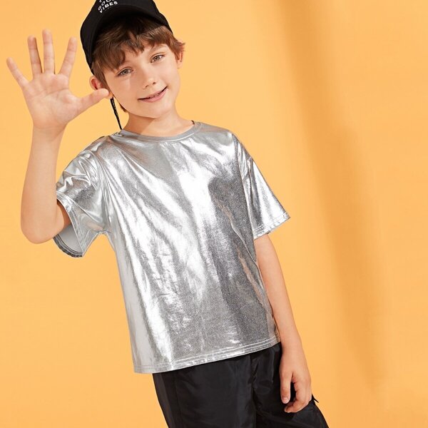 

Boys Short Sleeve Metallic Top
