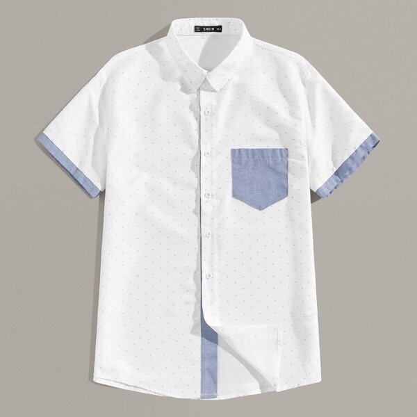 

Men Pocket Patched Two Tone Shirt