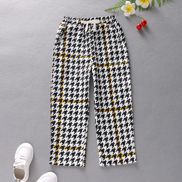 

Toddler Boys Houndstooth Knot Straight Leg Pants