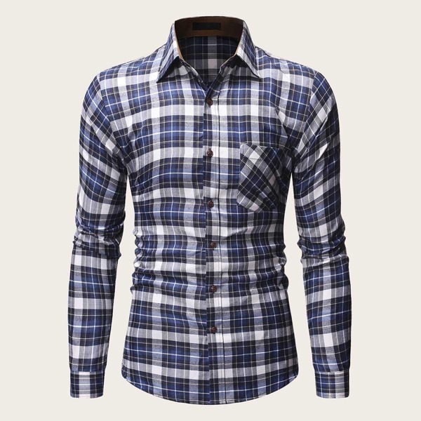 

Men Plaid Pocket Front Shirt