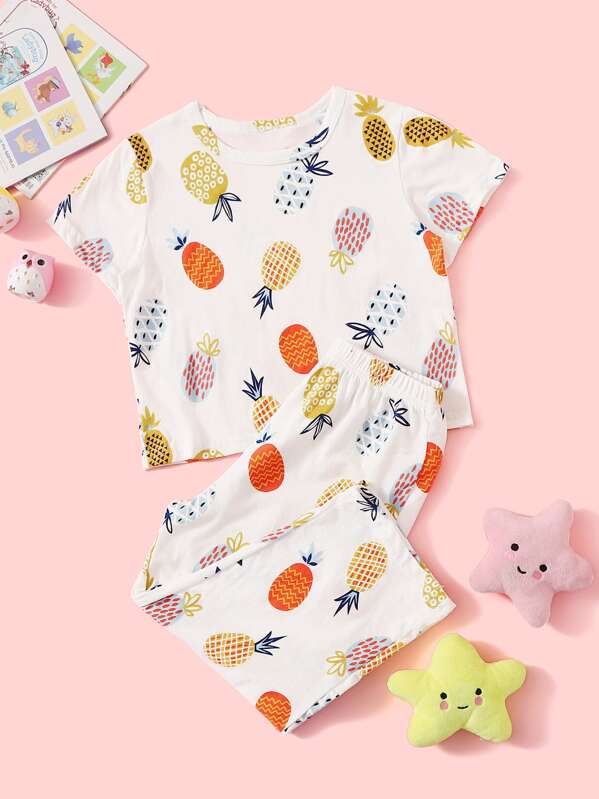 

Toddler Girls Pineapple Print Pajama Set, Multicolor