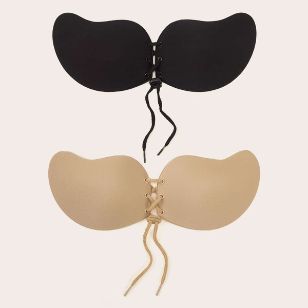 

Lace-up Self Adhesive Bra Set 2pack, Multicolor