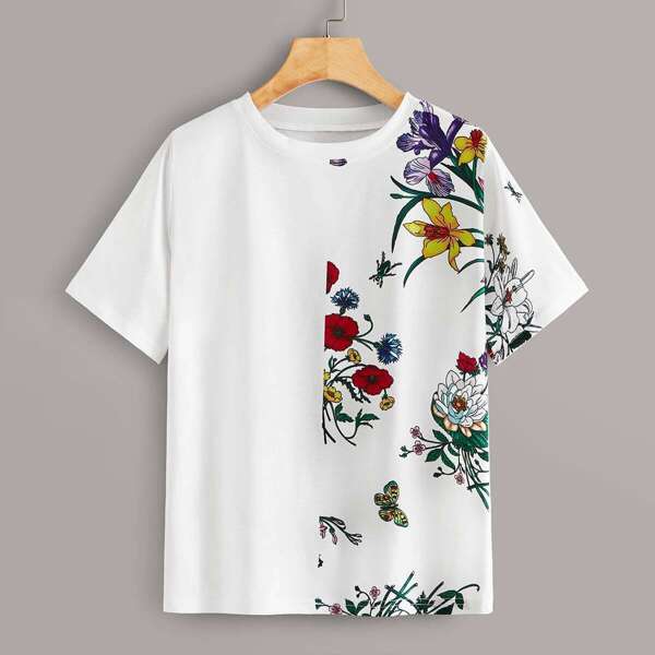 

Floral Print Short Sleeve Tee