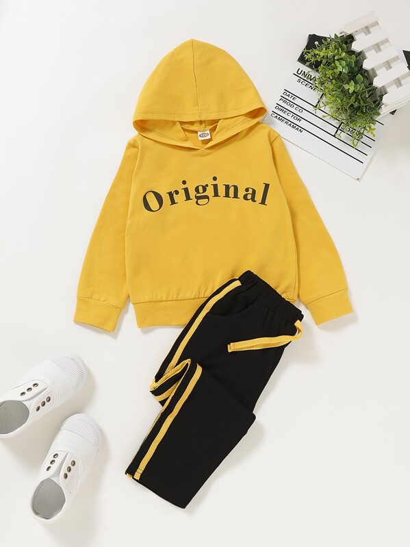 

Toddler Boys Letter Graphic Hoodie With Side Stripe Sweatpants, Multicolor