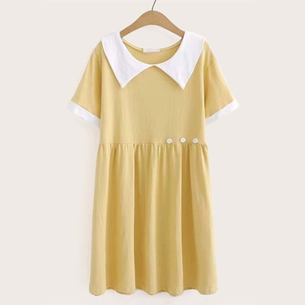 

Collar Contrast Button Detail Dress