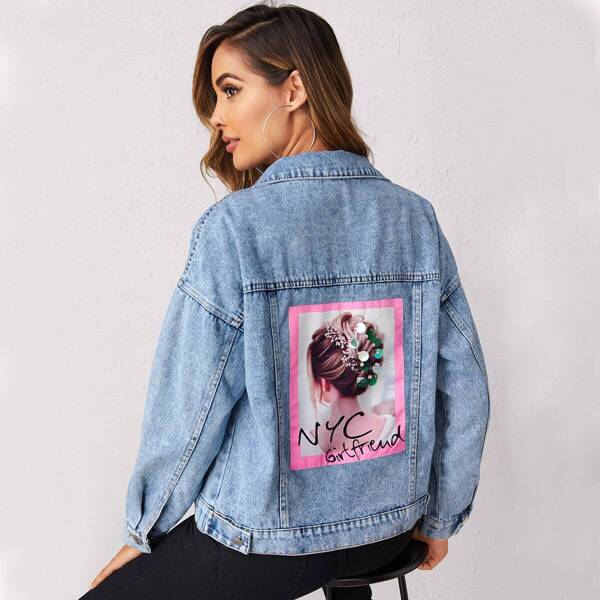 

Figure Patched Back Denim Jacket
