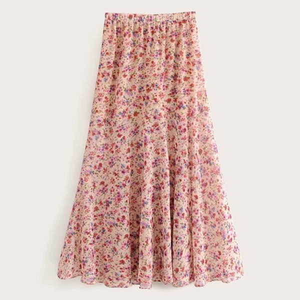 

Ditsy Floral Elastic Waist Chiffon Skirt