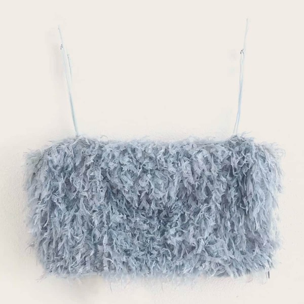 

Faux Feather Crop Cami Top