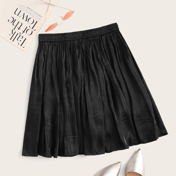 

Elastic Waist Flare Hem Skirt