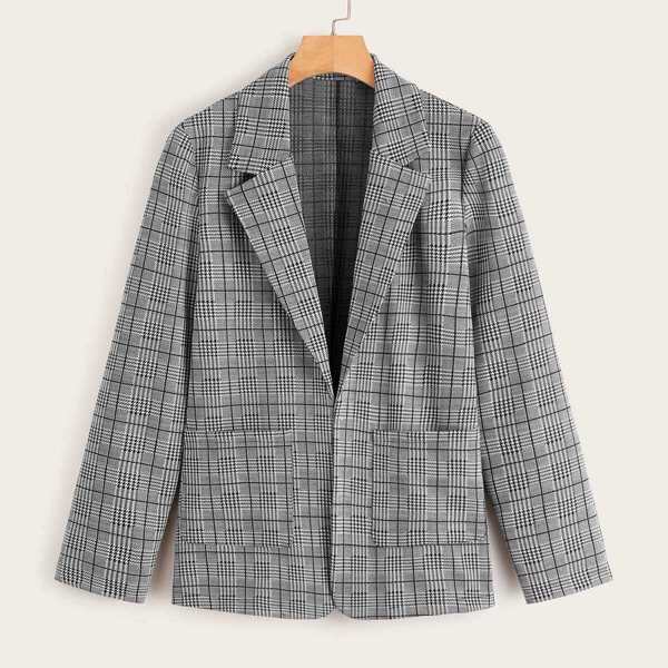 

Plaid Open Front Blazer