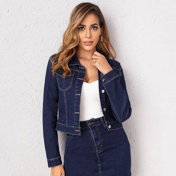 

Button Front Flap Pocket Denim Jacket
