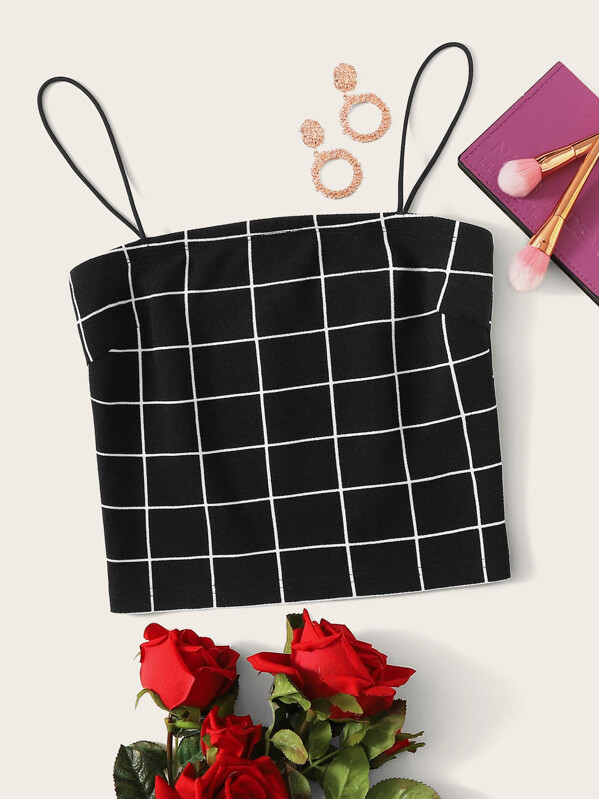 

Grid Cami Top, Black
