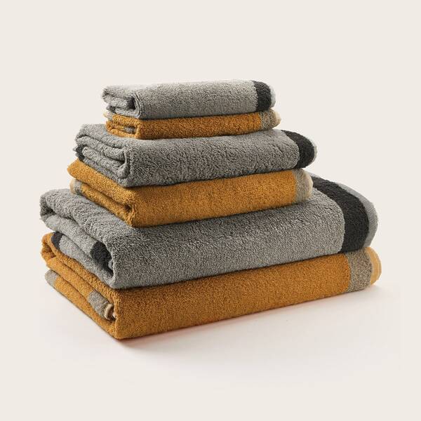 

Mixed Sized Stitching Color Towel Set 3pcs