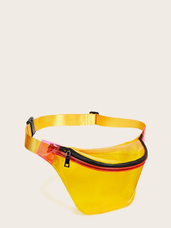 

Zip Front Release Buckle Clear Fanny Pack, Yellow