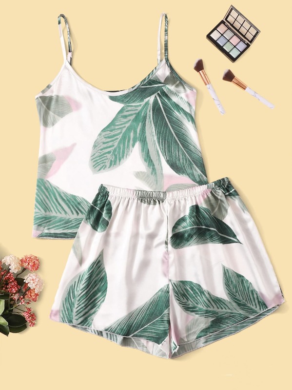 

Tropical Print Cami Pajama Set, Multicolor