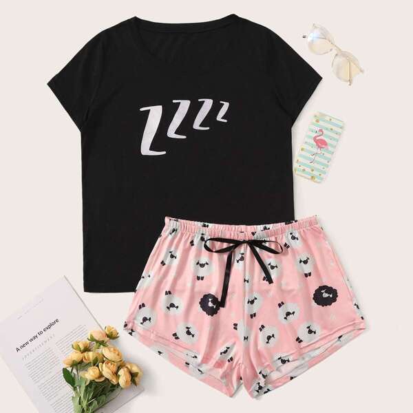 

Cartoon Print Pajama Set