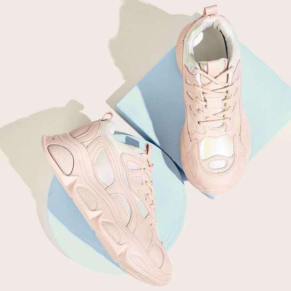 

Lace-up Front Chunky Sole Trainers, Pink