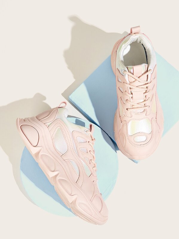 

Lace-up Front Chunky Sole Trainers, Pink