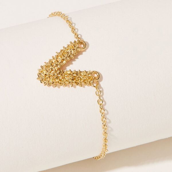 

Textured V Shaped Decor Chain Bracelet 1pc