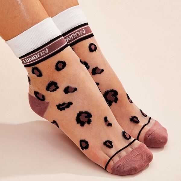 

Leopard Pattern Mesh Socks 1pair