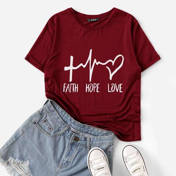 

Cuffed Graphic Print Top