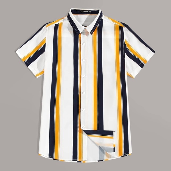 

Men Striped Collared Shirt, Multicolor