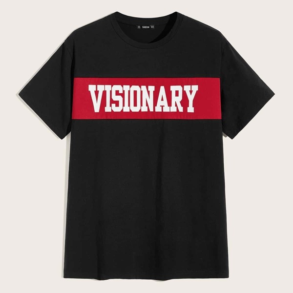 

Men Letter Print Tee, Black