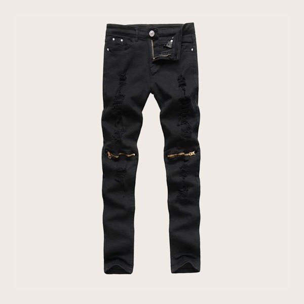 

Men Zip Detail Ripped Pocket Jeans