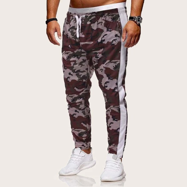 

Men Camouflage Print Drawstring Waist Pants