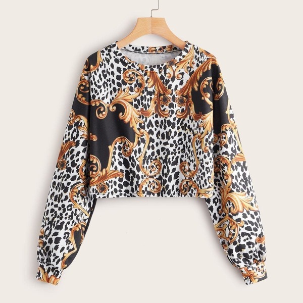 

Animal Scarf Print Sweatshirt, Multicolor
