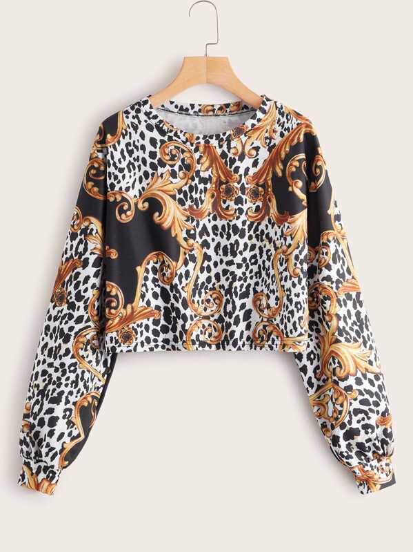 

Animal Scarf Print Sweatshirt, Multicolor, Layson