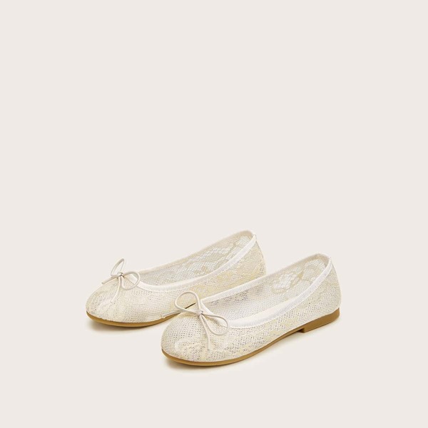 

Toddler Girls Contrast Lace Bow Decor Flats