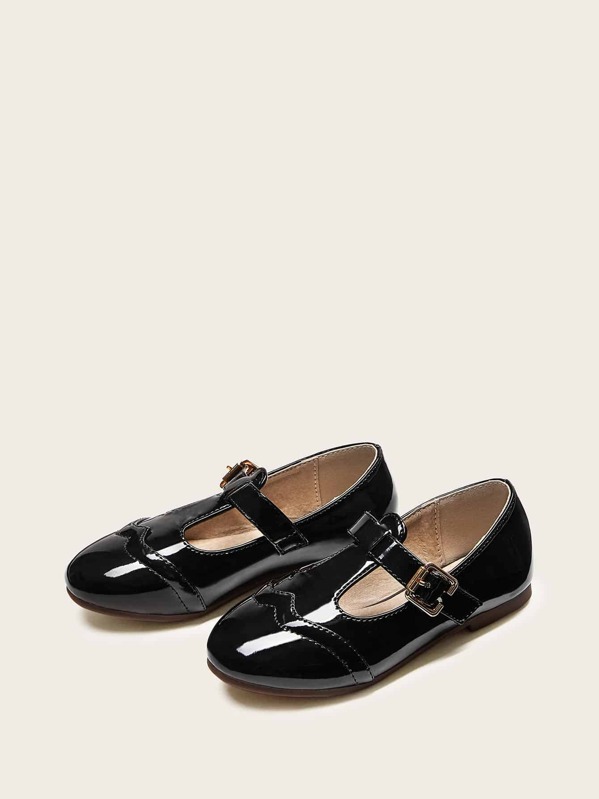 

Toddler Girls Buckle Strap Patent Flats, Black