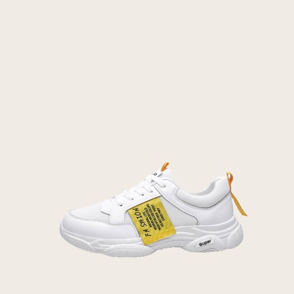 

Men Slogan Ribbon Decor Chunky Sole Trainers