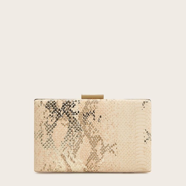 

Snakeskin Print Clip Top Clutch Bag