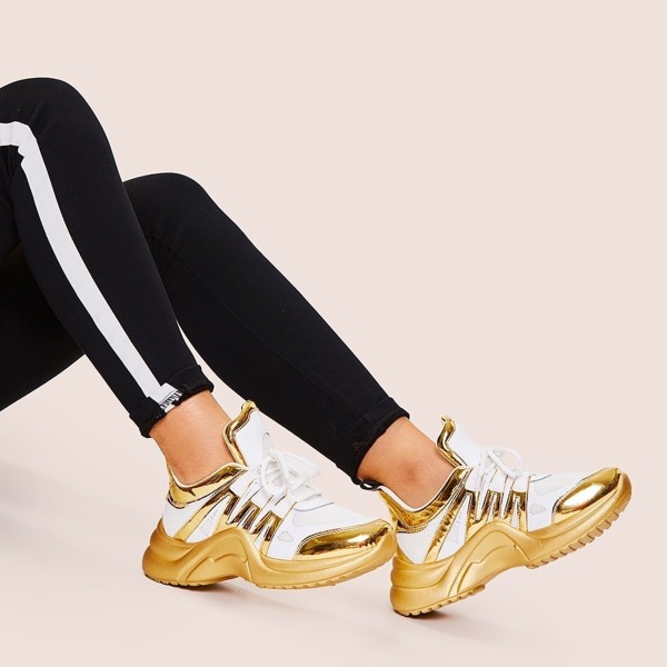 

Metallic Lace-up Front Trainers