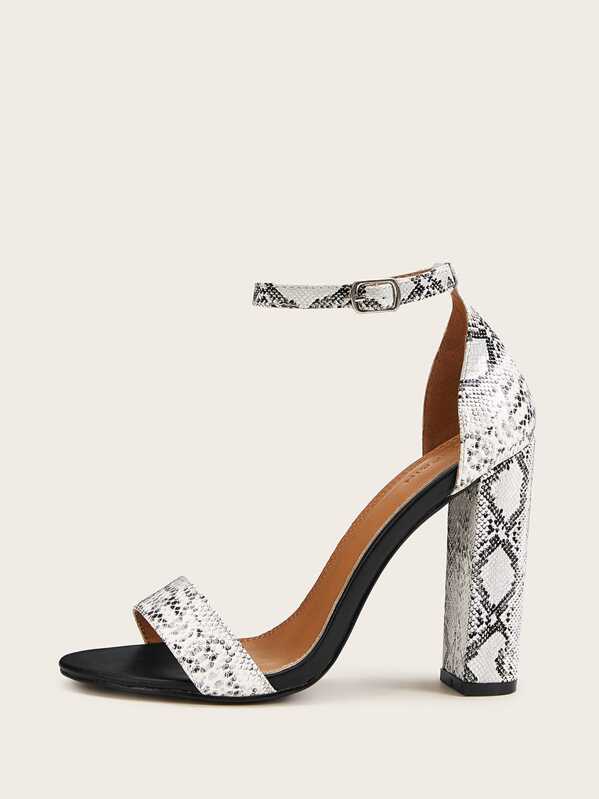 

Two Part Ankle Strap Chunky Heels, Multicolor