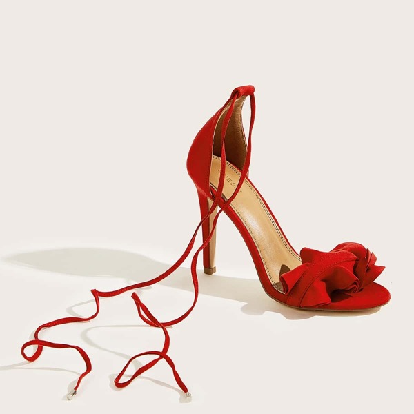 

Ruffle Decor Suede Stiletto Heels