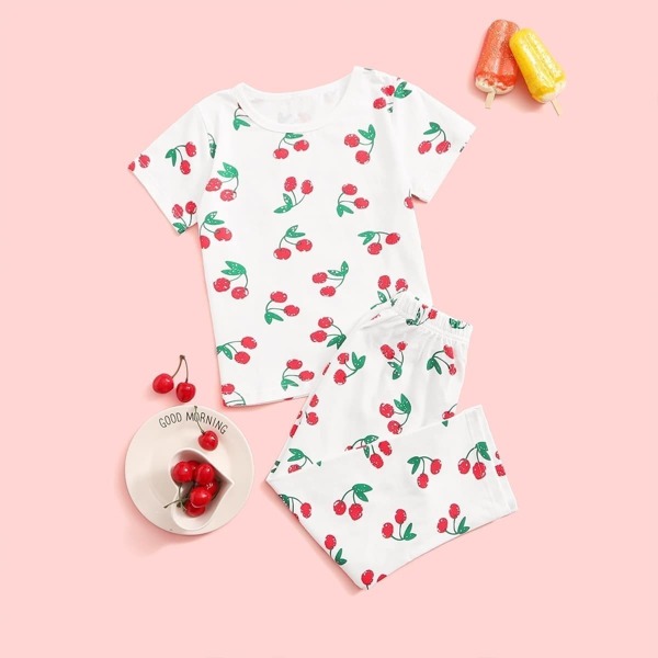 

Toddler Girls Cherry Print Pajama Set