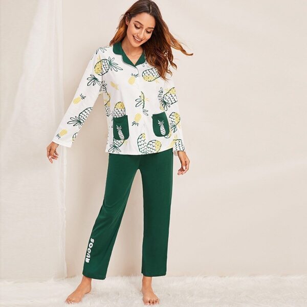 

Pineapple Print Button-up Pajama Set