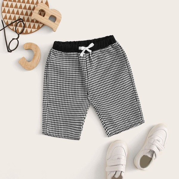 

Toddler Boys Houndstooth Pattern Drawstring Waist Shorts