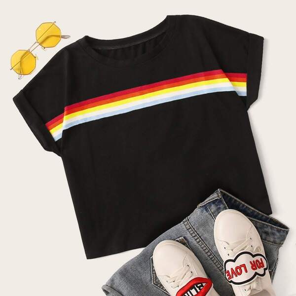 

Rainbow Tape Detail Tee
