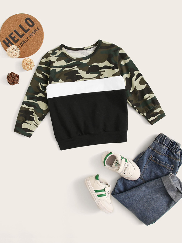

Toddler Boys Camo Print Colorblock Sweatshirt, Multicolor