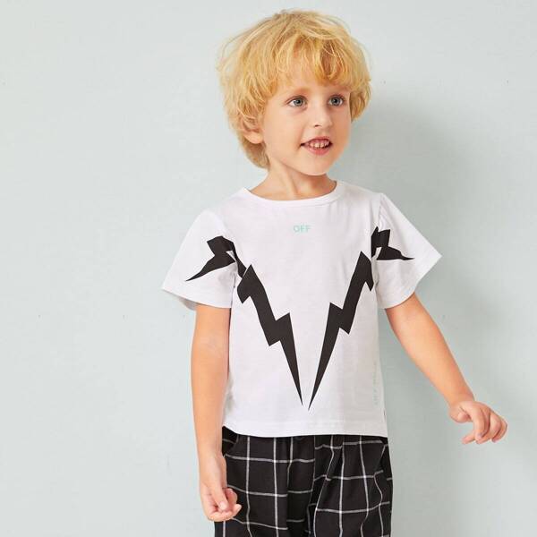 

Toddler Boys Graphic Print Round Neck Tee