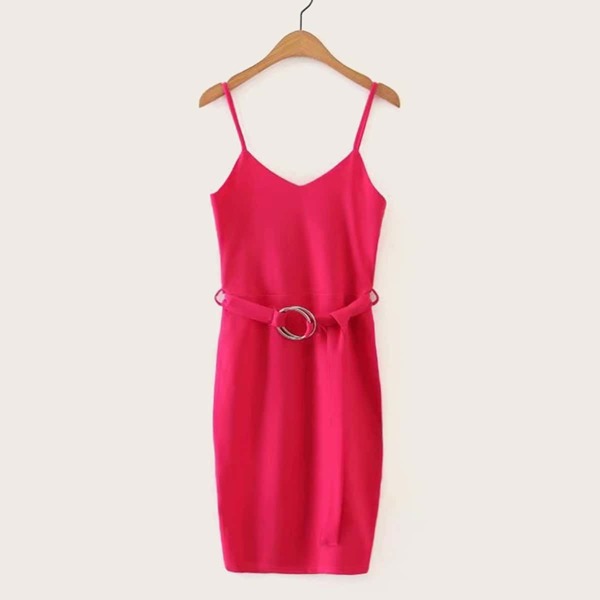 

O-ring Self Tie Solid Cami Dress